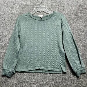 Tiffany Grey woman’s Textured Rayon Spandex Long Sleeve Sweater Blouse Medium